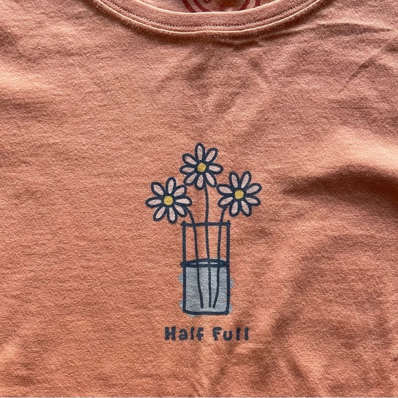 Life Is Good Orange Cotton Graphic Tee “ Half Full” Classic Fit Women’s Medium - Picture 5 of 10